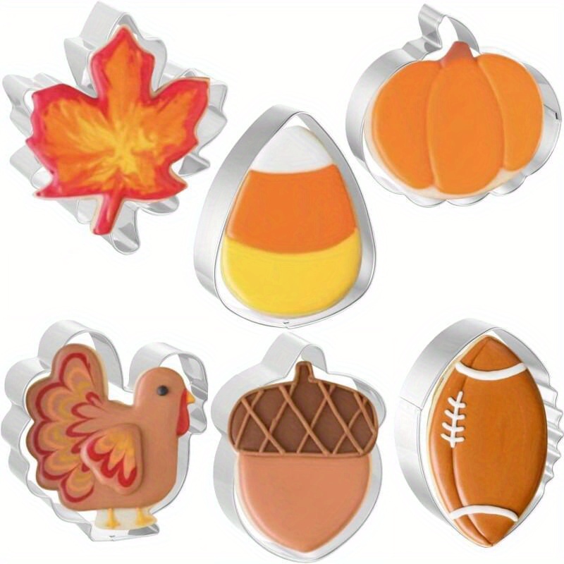 6pcs thanksgiving stainless steel cookie mold cake baking diy tool set   thanksgiving Product details 1