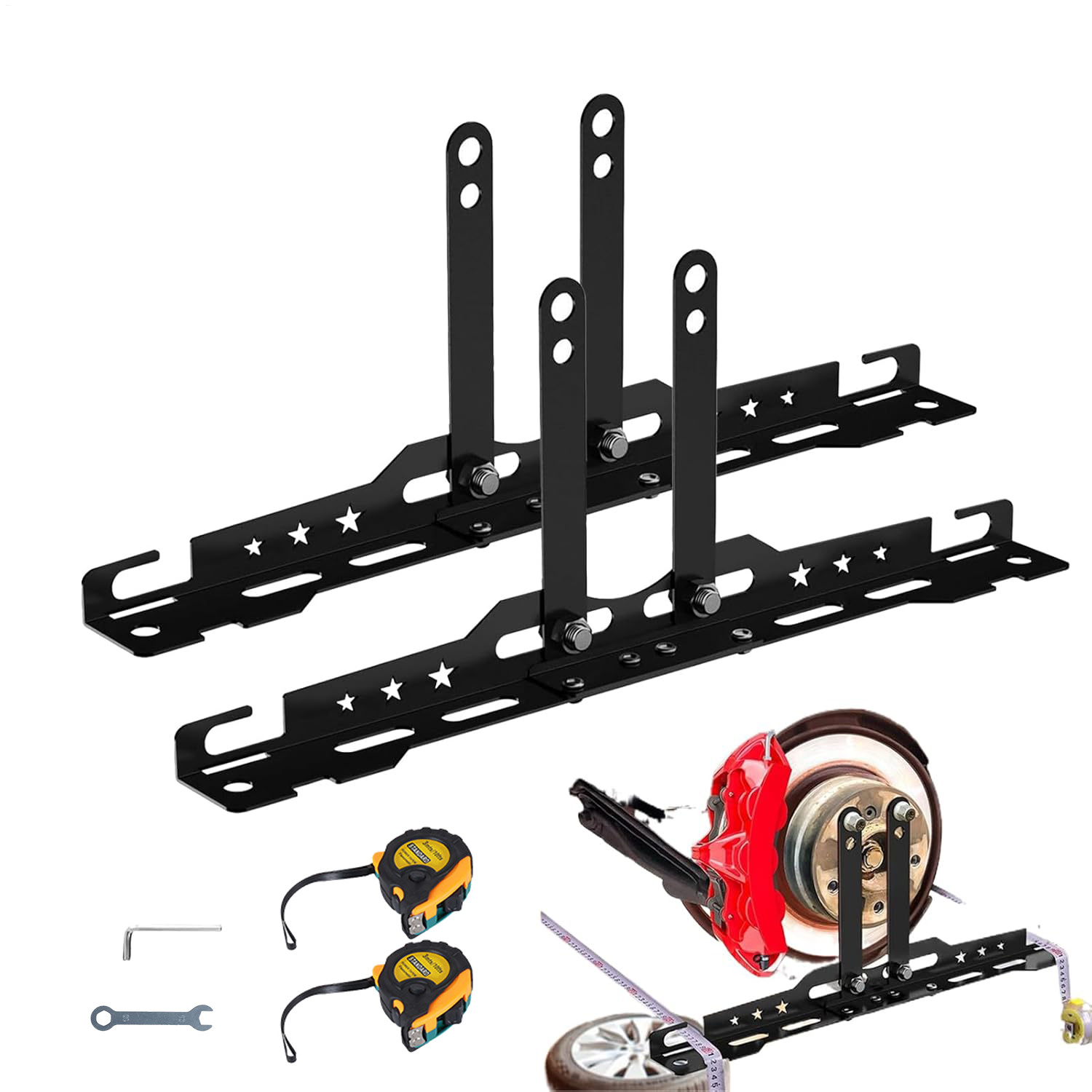 2-tlg. Hochleistungs-Radvermessungs-Werkzeugsatz, universelle Spurplatten, Messwerkzeug, abnehmbar wandmontierbar,…: retailer-supplied image