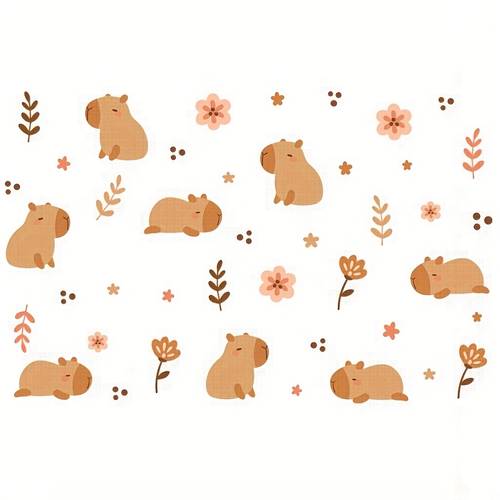 1pc capybara animal wall sticker caviar pattern wall decal home decor suitable for living room bedroom kitchen cabinets bathroom wall decoration removable self sticker
