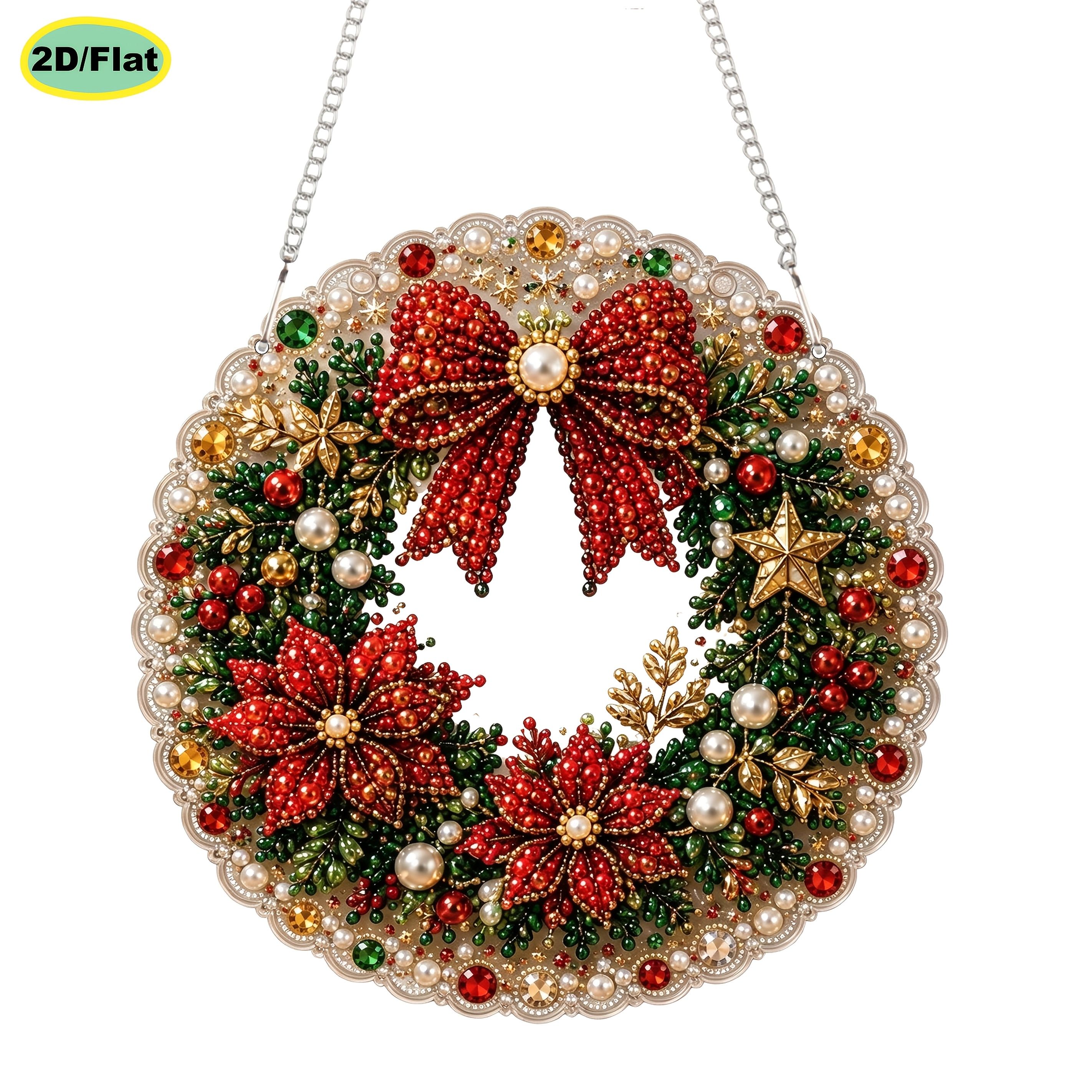 TEMU 1 pz Ornamento a Tema Natalizia con , Pittura Diamante Perla 5D, Insegna Piatta 2D in Acrilico, Kit Completo Fai da Te con Materiale a