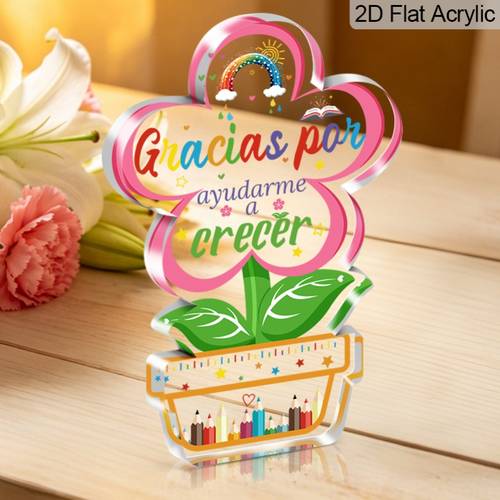 2d flat 1pc day gifts flower acrylic desk decor teacher appreciation acrylic plaque colorful pencil for classroom office festive decor for 2d flat