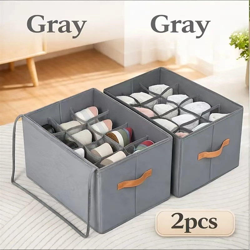 TEMU Lot de 2 boîtes de rangement pliantes pour chaussures sous le lit, conteneur robuste et lavable en toile Oxford -poussière avec fenêtre
