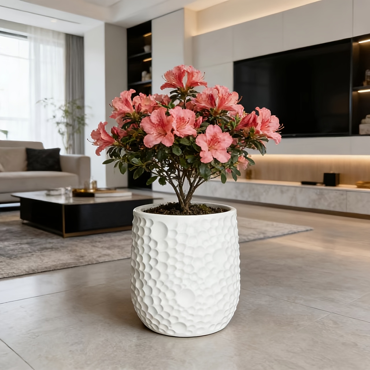 E-shop Ein moderner, kreativer, großer Blumentopf mit einem wunderschönen Design, langlebig und wetterbeständig, mit Drainagelöchern und inklusive