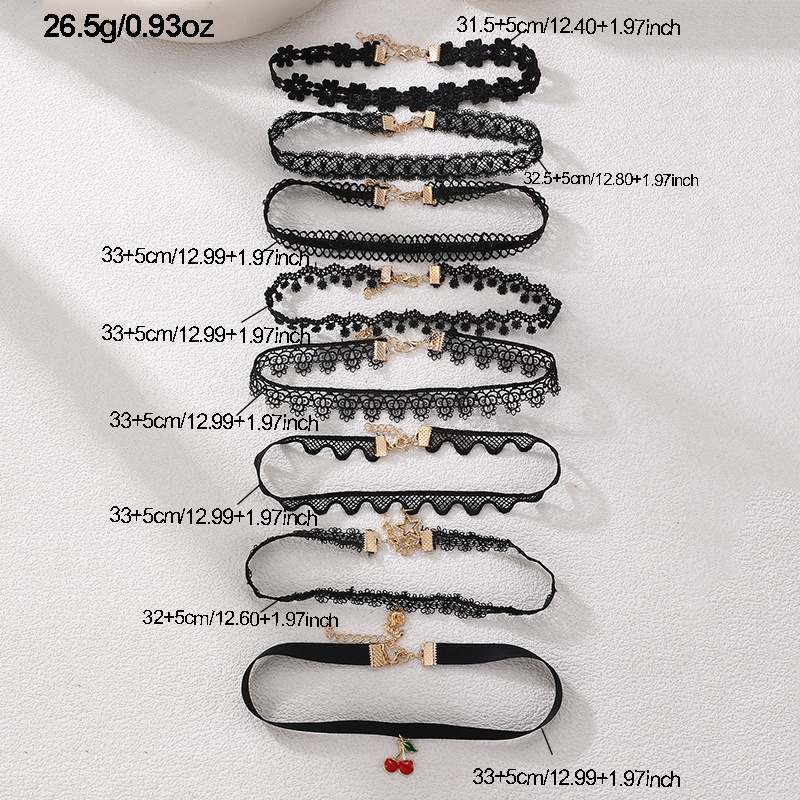 8pcs Elegant Lace Flower Choker Necklace Set