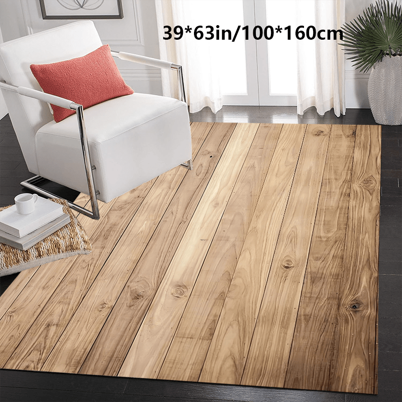 TEMU 1pz Tappetino da Soggiorno in Moderno con Legno e Retro Antiscivolo, 79x118 Pollici, Tappeto in Poliestere Lavabile in Lavatrice per Soggiorno,