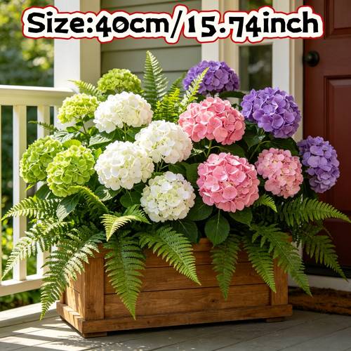 12pcs 4 color pink hydrangea artificial flower combination boston fern outdoor plant home decor holiday decoration photography props wedding decoration window sill decoration wedding bouquet valentines day bouquet v
