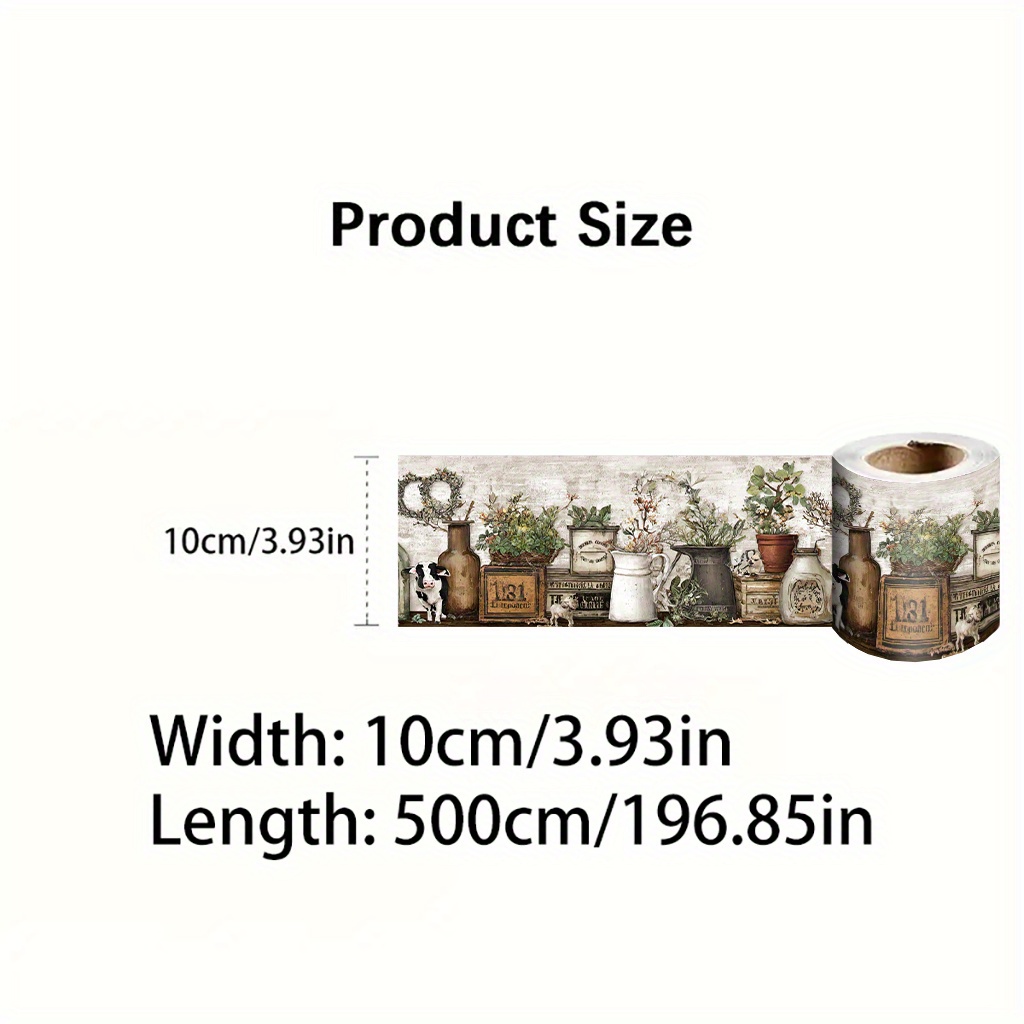TEMU 2d/flat 1pc Peel And Stick Wallpaper Border, 196 X 3.9 Inches, Seamless Edge Wall Sticker, Durable Print, Living Room Decor, Border Trim, Bright