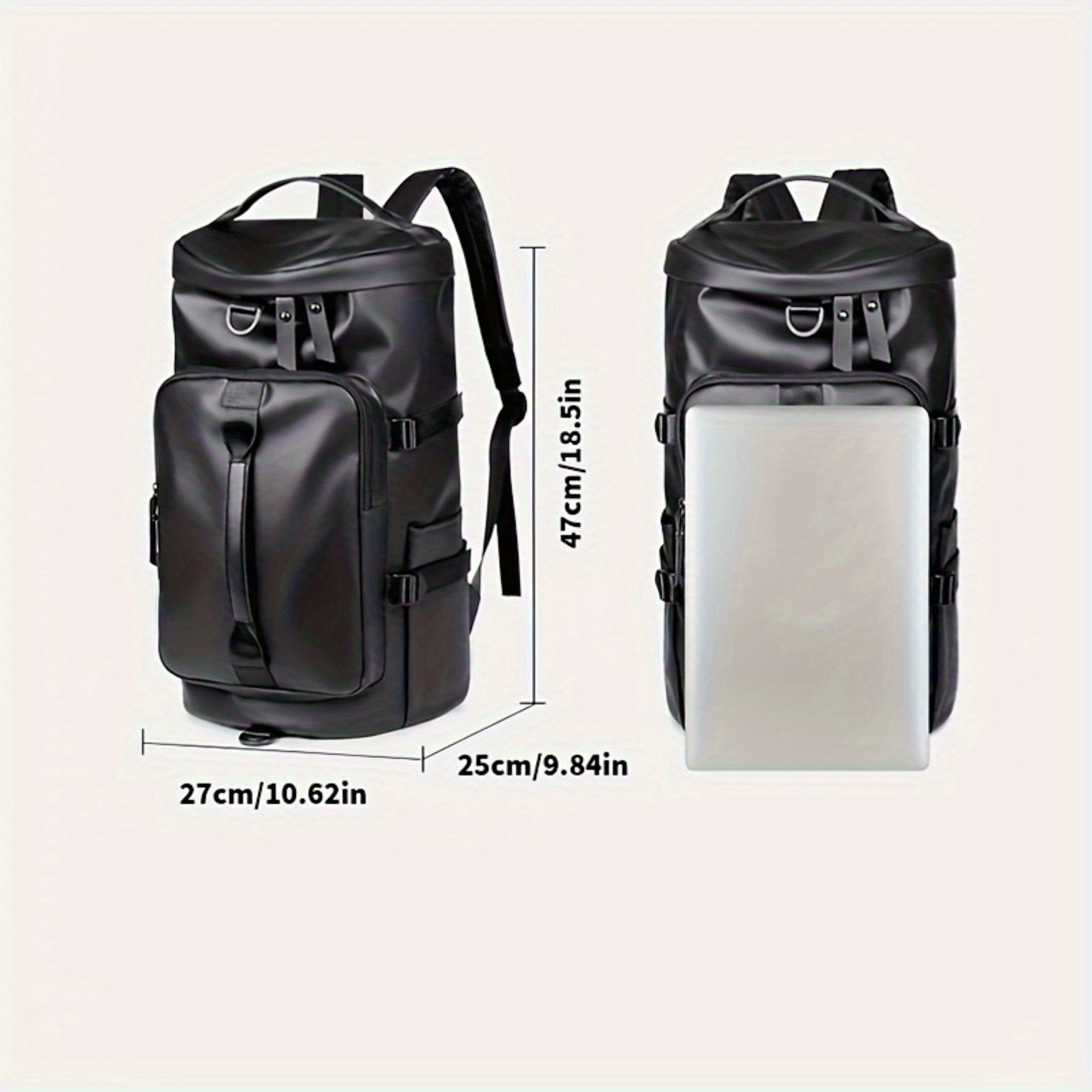 Men's backpack Outdoor Men's Large Capacity Convenient Dual-Use Backpack and Tote Bag, Black & Gray Casaul Pack with Multiple Ways to Carry Suitable for Fitness Travel Multi-Purpose Ideal Gift, Expandable Backpack for Men, Large Capacity Travel