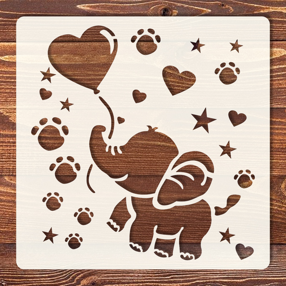 

1pc Elephant Balloon Cartoon Painting Stencil - Reusable Plastic Diy Craft Template -shaped, , And Stars For Walls, Clothes, Bags - Washable Home Decoration Art Tool