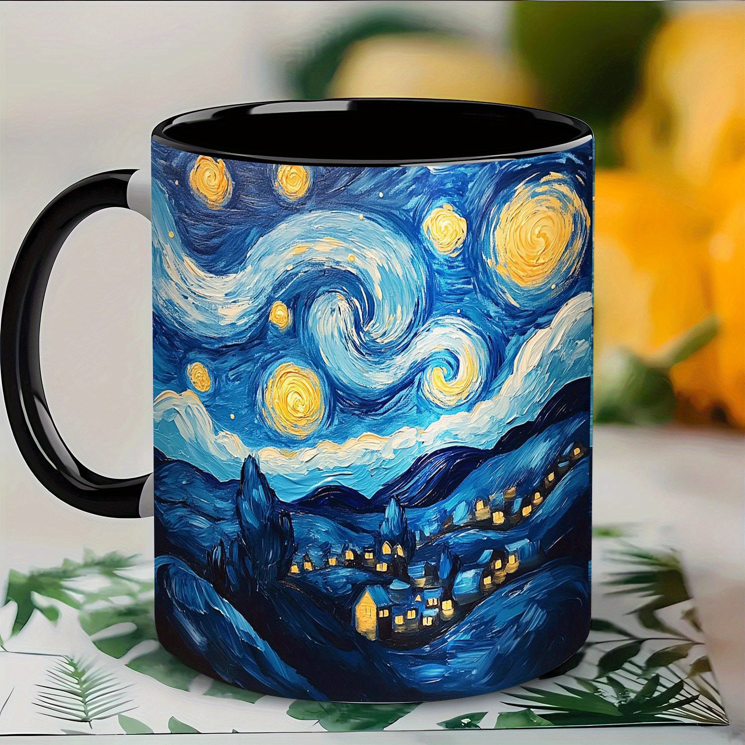 TEMU Van Starry Night Mug - 11oz Porcelain Cup With Starry Night, Cup Suitable For Lovers, Durable, Office & Travel (iconic)