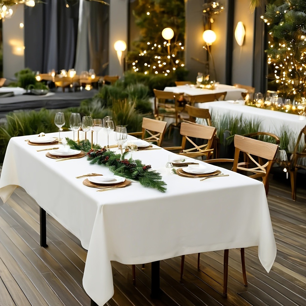 E-shop Elegante weiße rechteckige Tischdecke aus , waschbar, für Hochzeiten, Partys, Junggesellinnenabschiede, Restaurants, Buffets, Geburtstage,