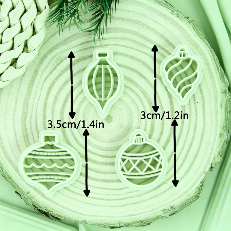 TEMU 4pcs Bohemian Clay Cutting Molds Suitable For Making Christmas Ball Earrings, Plastic Diy Earwire Molds With 3d Printing Technology, Craft For