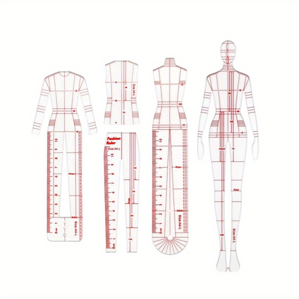 TEMU 4 Models Fashion Template Ruler, Female Clothing Measuring Rulers, Rulers, Fashion Rulers, Sketching Templates Ruler, Craft Sewing Tools