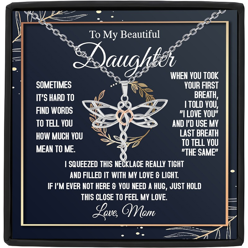 Elegant Dragonfly Necklace, Gift for Daughter