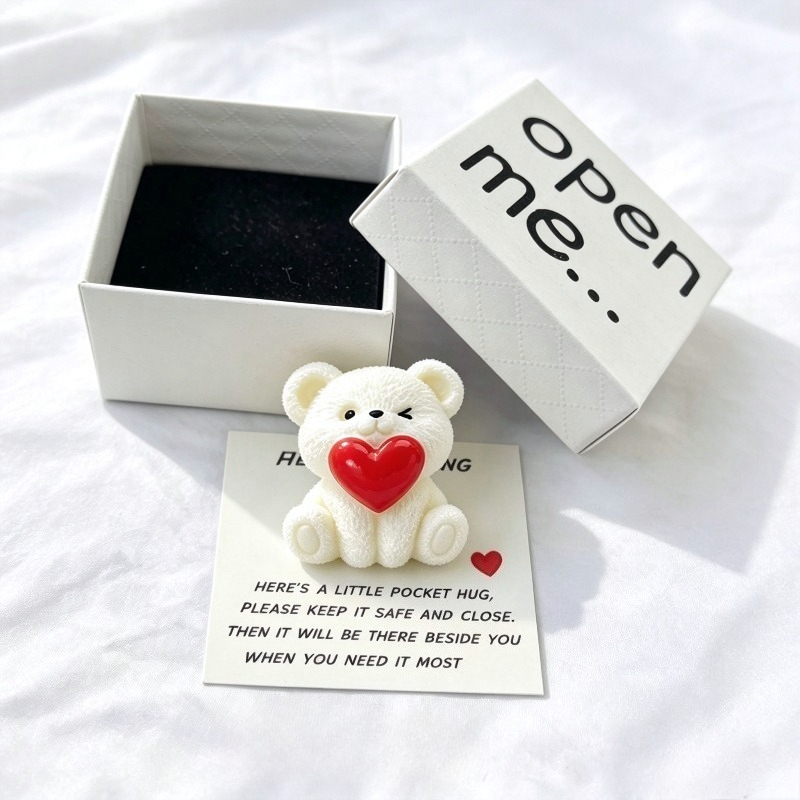 TEMU Heart Bear Surprise Lid-opening Gift Box With Greeting Card, Perfect As A Gift For Boyfriend, Girlfriend, Or Couples, For Valentine's Day,