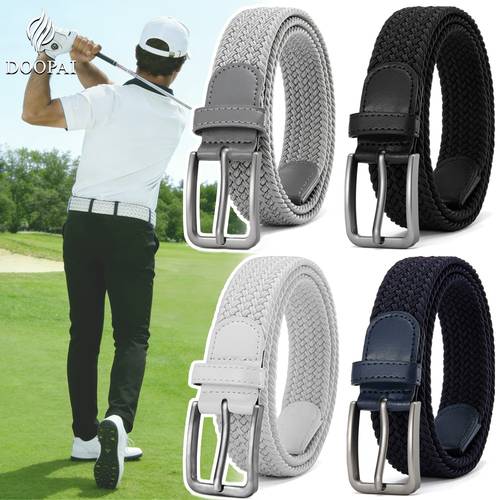 item picture 1pc mens casual stretch golf belt for men elastic woven belt casual fabric golf belt 1 3 8 for pants jeans
