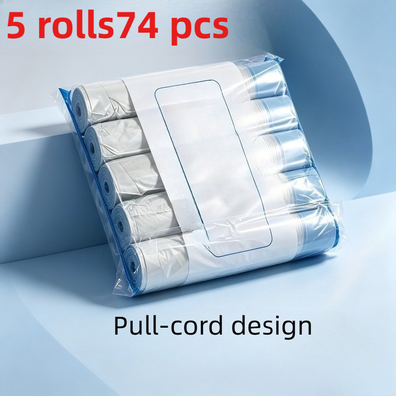TEMU 5 Rolls Of 74 Thickened Leak-proof Odor-proof Trash Bags With Drawstring Closure - Thickened, Tear-resistant Garbage Bags Suitable For Home,