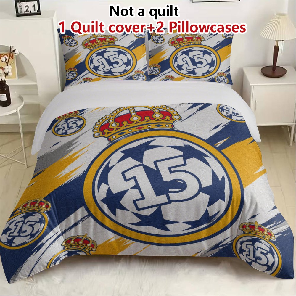 TEMU 3pcs Crown Number 15 Football Pattern Duvet Cover 3pcs Set (1*duvet 2*pillowcases, Comforter Not Included), Sports Theme, Decorative Bedding,