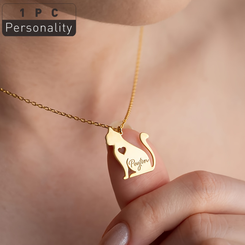 TEMU Collier Chat Personnalisé | Cadeaux pour Amoureux des Chats | Collier avec Nom de Chat Personnalisé | Collier Animal | Collier pour Animal de