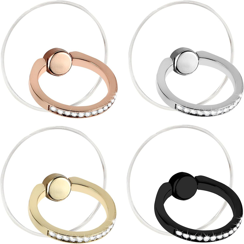 E-shop 4-teiliges transparentes Handyhalter-Set mit Diamantring-Design, Handy-Ständer mit Klebeband für die Rückseite, tragbare Fitnessgeräte. Der