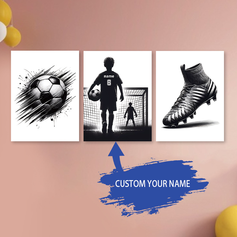 

3pcs Canvas Art Set - Football Goalie Poster, Soccer Jersey Print, Ideal For Teen Room, Living Room, Hallway Decor, Polyester Fiber, /white