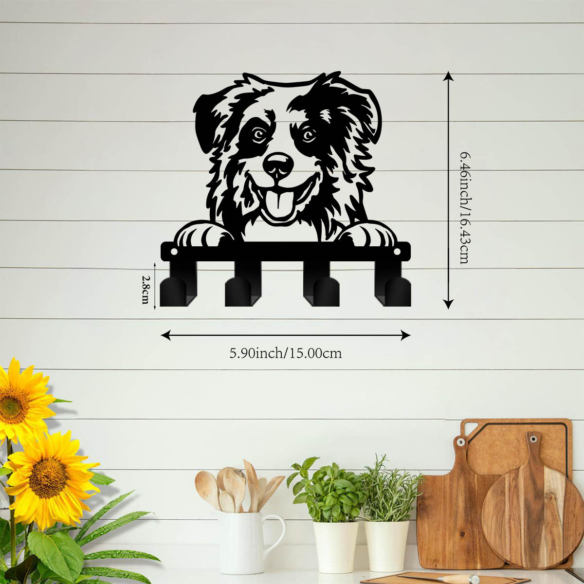 TEMU 1pc Metal Cute Border Collie Puppy Key Hook, Metal Border Collie Clothes Hook For Hanging Keys And Hat Ribbons At Entrances. Ideal For Office,