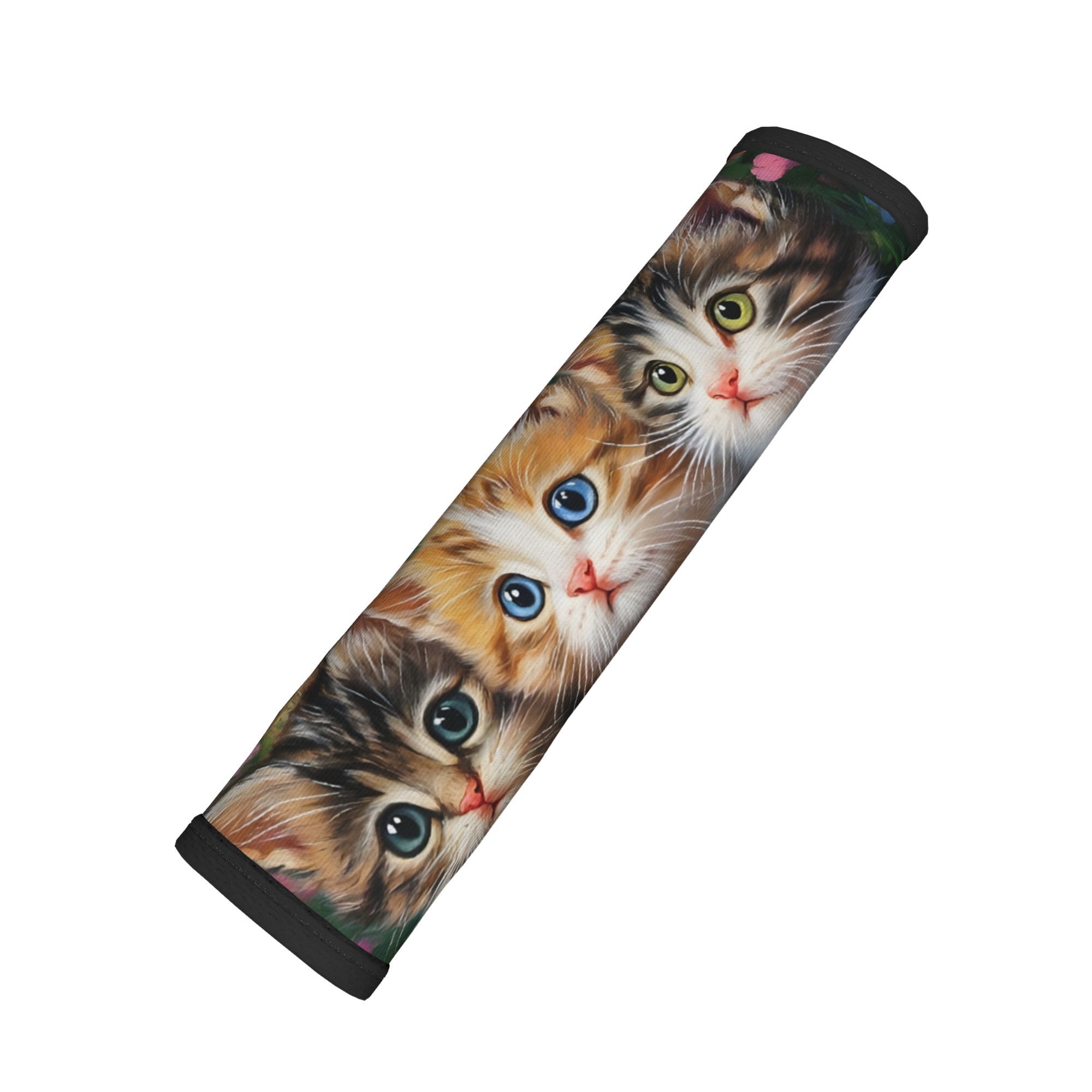 TEMU 2d Plane 1pc Kitten In Flower Sea Car Seat Belt Cover - Soft, Breathable, Adjustable Seat Belt Shoulder Pad, Enhances And Protection. Suitable