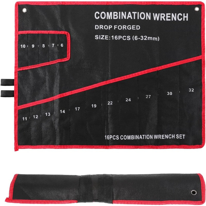 Compact Pouch For Wrenches, Featuring Small Holders And Organizers, Designed With 16 Pockets For Easy Portability, Ideal For Mechanics, Electricians, And