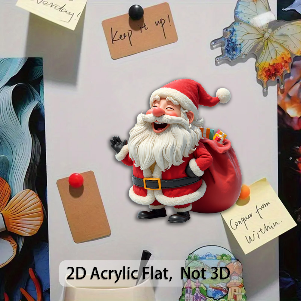 TEMU 1pc Magnet - Soft Acrylic Character With Big Beard And Gifts, Refrigerator Magnet For Christmas Decor, Holiday Gift, For Door Or Party Display -