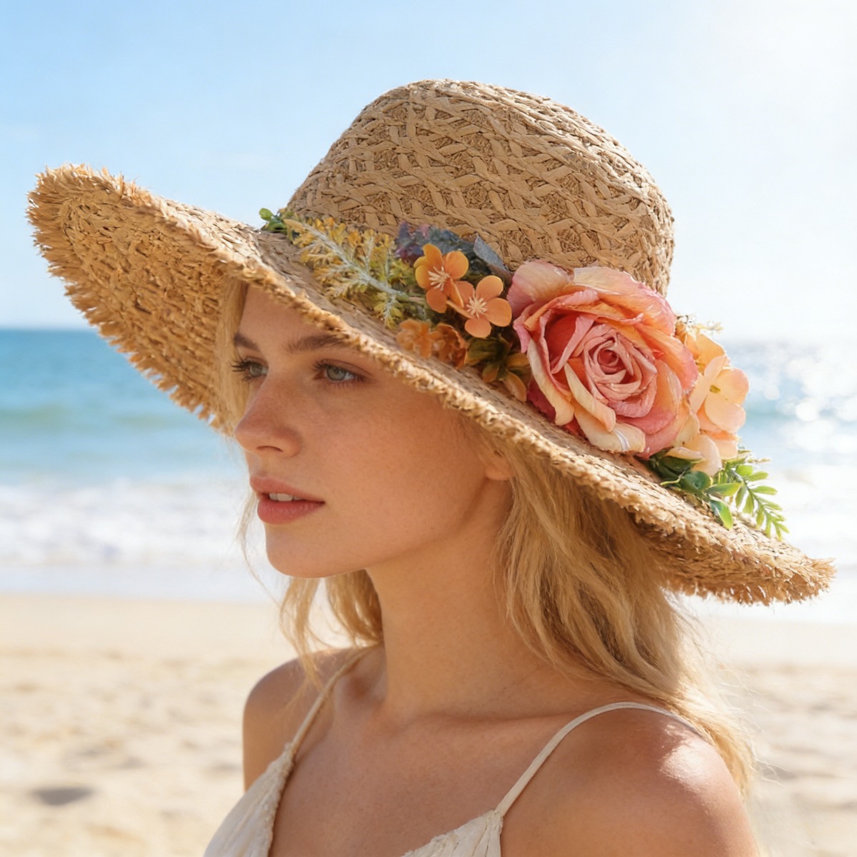hats with flowers sold on Temu United States display picture 1