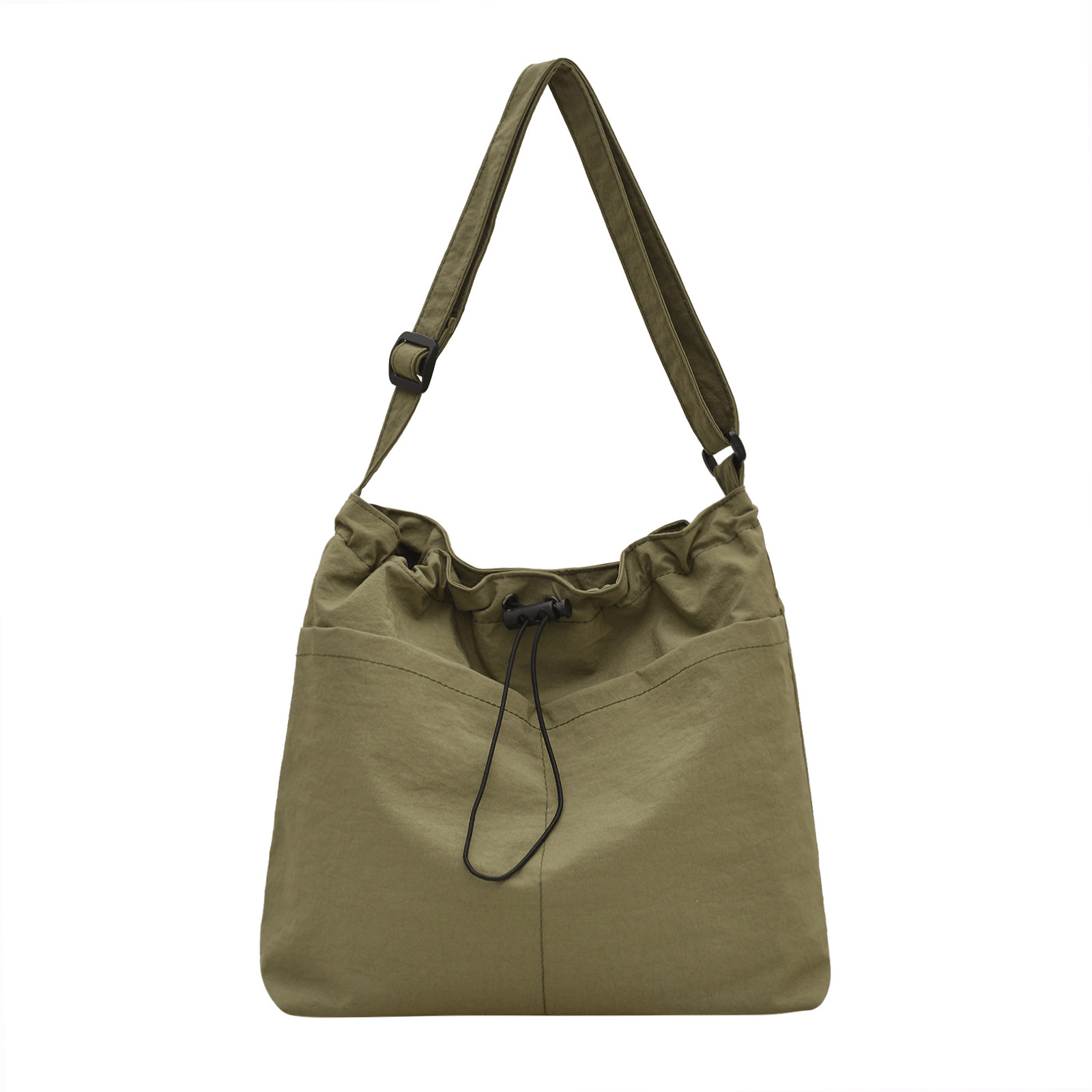 TEMU Women's Crossbody Bag - Large Capacity Nylon Drawstring Pleated Crossbody Bag - Simple Solid Color Large Capacity Drawstring Tote Bag - Large