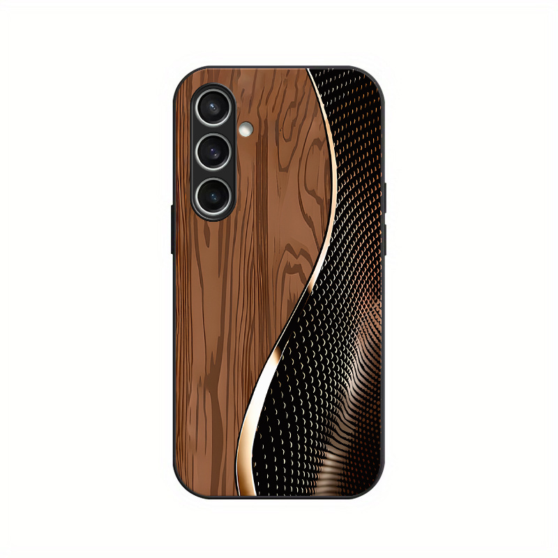 TEMU Phone Case: Minimalist Brown Textured Pattern Hard Tempered Glass Phone Case Suitable For For Galaxy S24 Fe| S25 Fe/ S23 Fe/ S21 Fe 5g/ S21 5g/