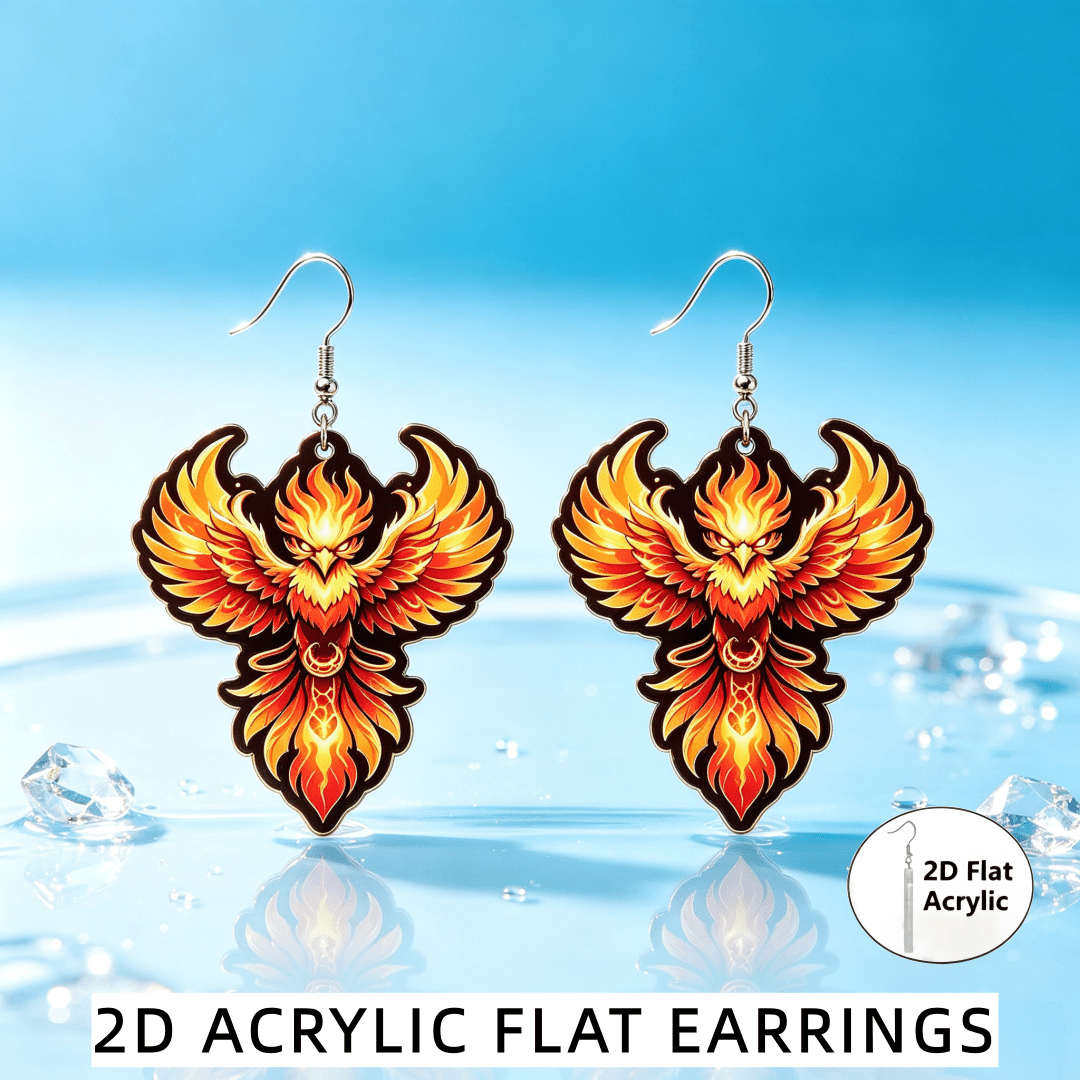 Women's Phoenix Bird Pattern Acrylic Dangle Earrings