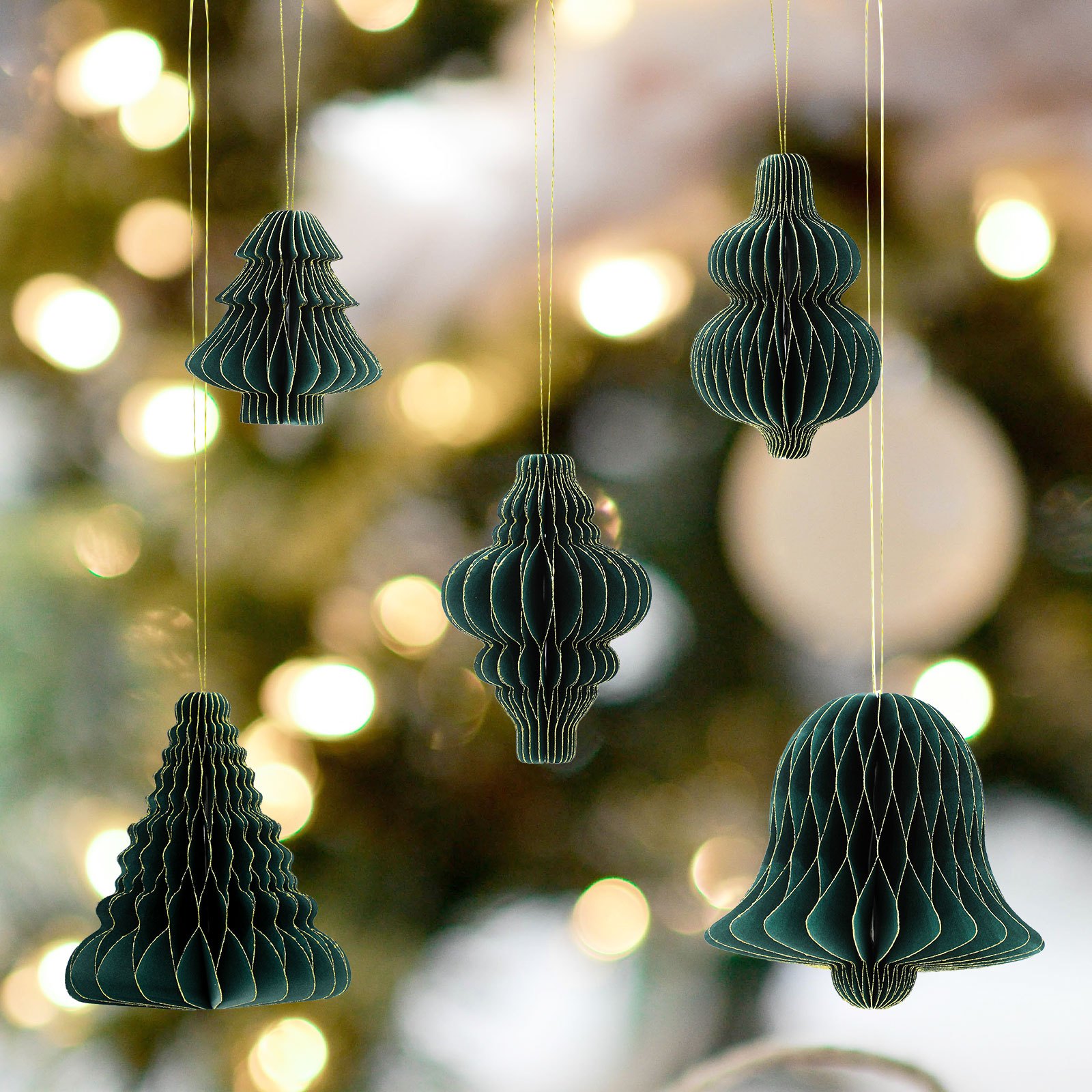 TEMU 5pcs 3d Ornaments - Reusable Collapsible Christmas Tree Hanging Decorations For , , And - No Electricity Needed