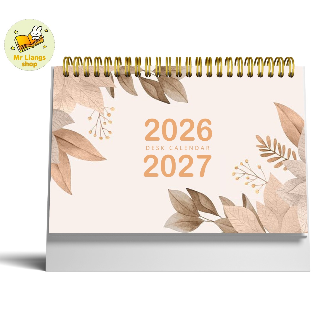 TEMU Un calendrier de bureau pour les années 2026-2027, thématisé des feuilles, avec un design créatif, prêt pour que vous notiez d' .