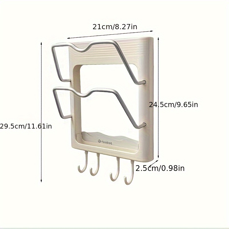 TEMU Wall-mounted Hair Straightener Holder - No Drilling Required, Durable Plastic Bathroom Storage Box For Curling Irons And Straighteners, Includes