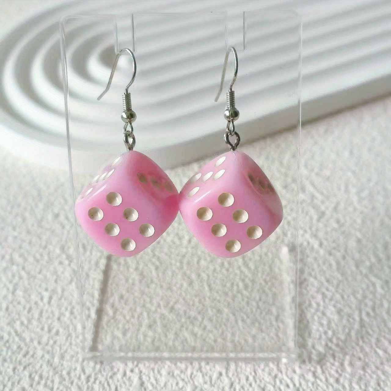 2 Personalized Designs, Fashionable And Easy Styles, Versatile Commuting Styles, Personalized Dice Additions, Pink -shaped Earrings, Earrings Rings For Women