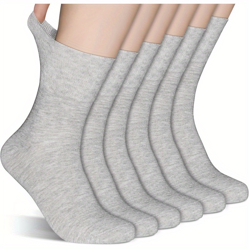 

6 Pairsdiabetic Socks, Stretchy Cuff Non Binding Top Extra Wide Breathable Socks For Men Women