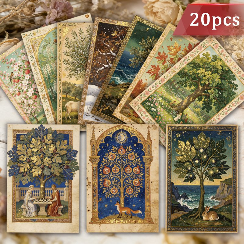 TEMU Ensemble de 20 cartes postales vintage sur le thème de et de manuscrits médiévaux, cartes esthétiques sur le thème de de vie et de la décoration