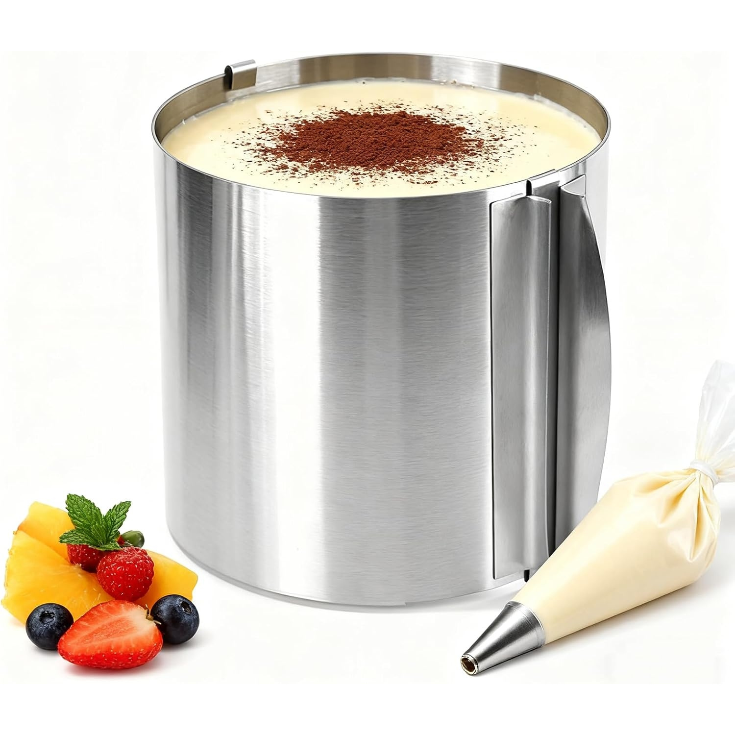 TEMU Anillo de mousse de acero inoxidable ajustable de 1 pieza, 6-12 pulgadas, 15 cm , herramienta para desmoldar pasteles, molde retráctil para