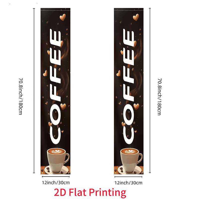 TEMU 2d Flat - 2d Flat - Two-dimensional Flat Banner Set, Featuring A Coffee Theme, Ideal For Displaying In Shops And Eateries, Perfect For Farmhouse