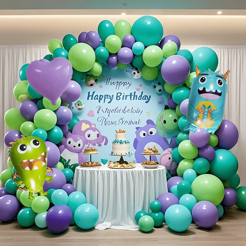 monster themed balloon arch set 122pcs blue green purple - Temu Canada
