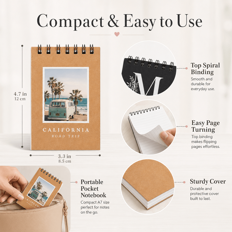 Personalized A7 Notebook, Custom Text/Logo/Photo, Portable Notepad