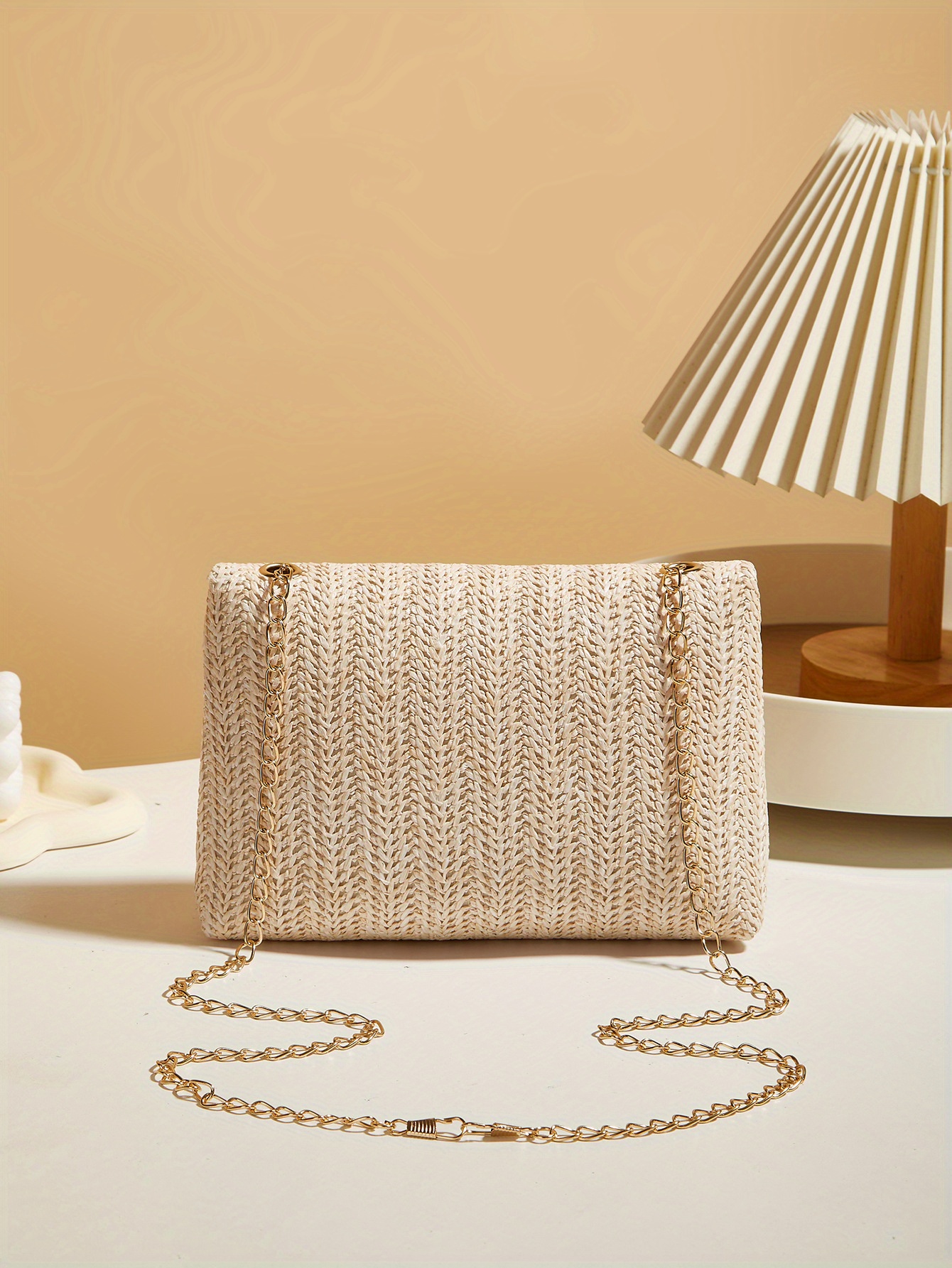 2025 New Trendy Woven Women'S Tote and Wallet, Practical Crossbody Bag, Single Shoulder Bag, Small Square Bag, Metal Chain Strap, Simple Women'S Crossbody Bag