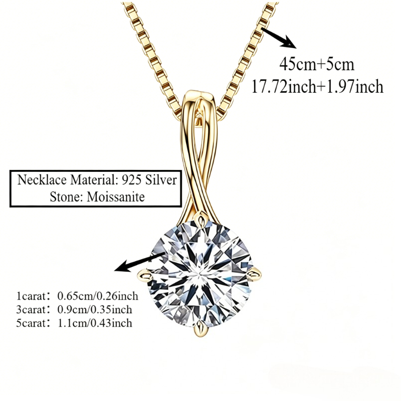 1pc 925 Silver Water Drop Moissanite Pendant Necklace