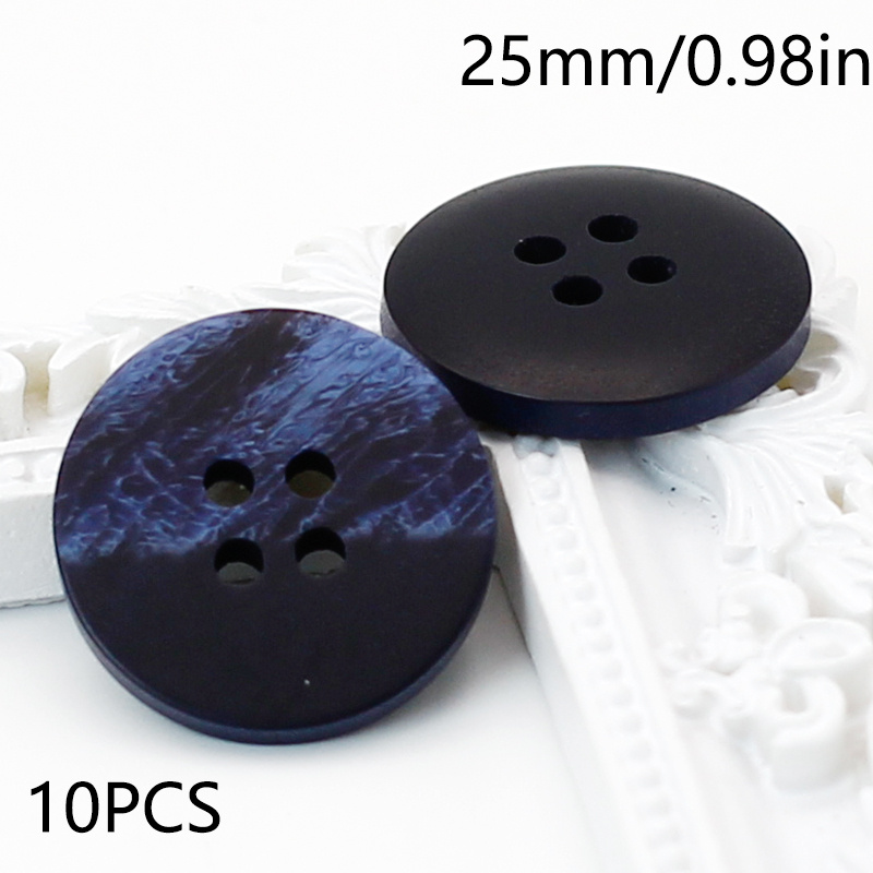 10pcs Blue Resin Buttons For Coats, Suits, And Sweaters - Unisex, Four-hole Graffiti Twist Design, High-end Fashion Accessories For Stylish Outfits