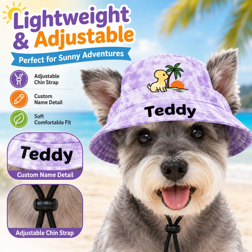 Customizable Pet Name Dog Sun Hat for Small to Medium Dogs