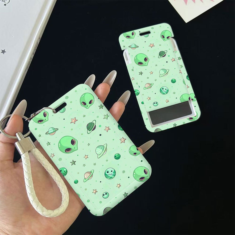 TEMU 2d Pattern Durable Plastic Sliding Id Holder With Sturdy Lanyard, Suitable For Workplace, School, , Student Id, Office Cards, Sturdy Cover