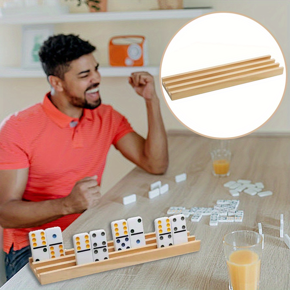 Resim Ayarlanabilir Eğim Standı ve Kaymaz Ped ile Vintage Ahşap Domino Tepsi - Aile Oyun Gece, Parti ve Eğlence için Mükemmel, Hanuka, Pesah, Mezuniyet ve Kanada Günü Kutlamaları için İdeal, Domino Oyun Seti 