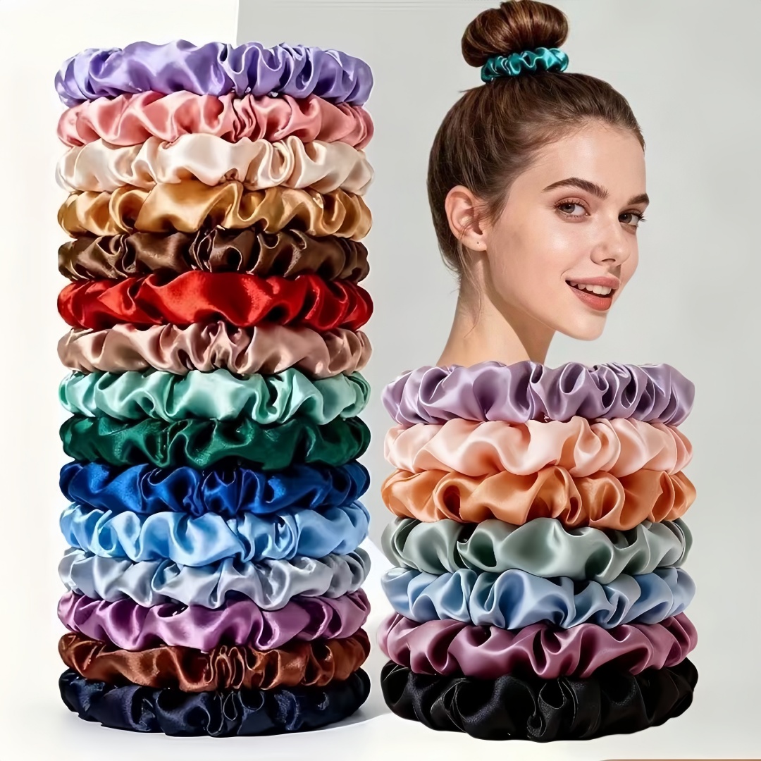 TEMU 25pcs Random Large-size Small Hair Tie Set In Mixed Colors, Elastic Hair Ropes And Hair Additions For Women, Decorative Hair Band Kit